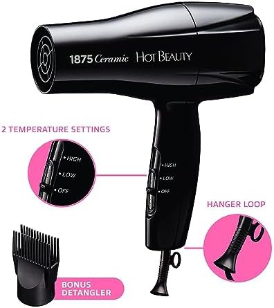Ceramic Hair Dryer with Comb Attachment Black — photo 3