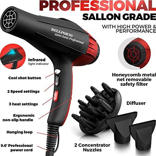 Ionic salon blow dryer in black and red — photo 4