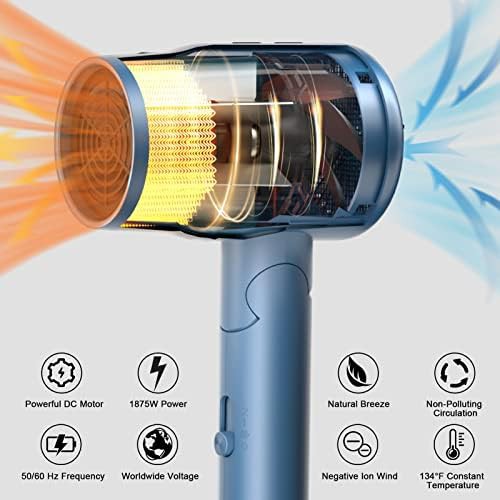 Blue folding handle travel hair dryer — photo 4
