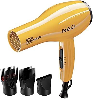 Yellow Professional Ceramic Dryer with Detangler Piks