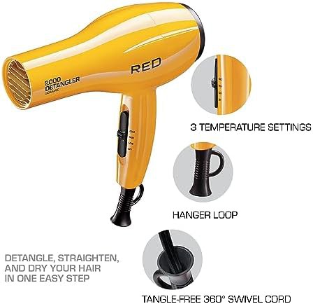 Yellow Professional Ceramic Dryer with Detangler Piks — photo 3