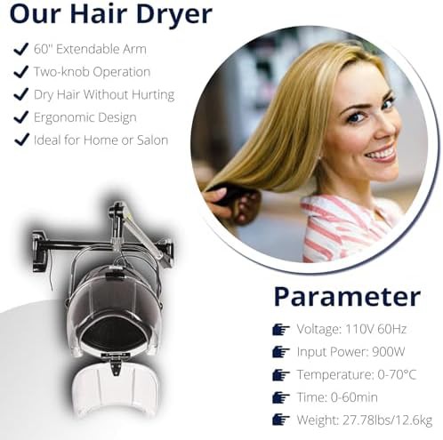 Wall mounted swivel arm hooded dryer — photo 4