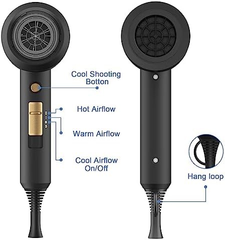 Black ionic hair dryer with diffuser attachment — photo 4