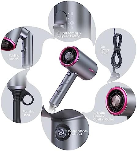 Gray foldable ionic hair dryer with diffuser — photo 3
