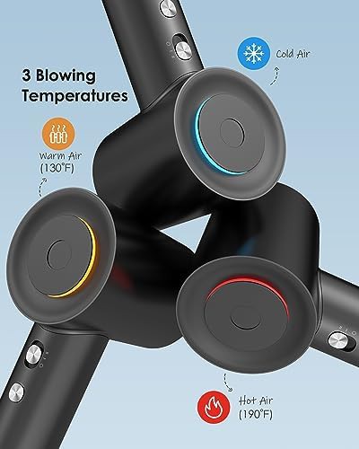 Black rotating magnetic nozzle hair dryer — photo 4