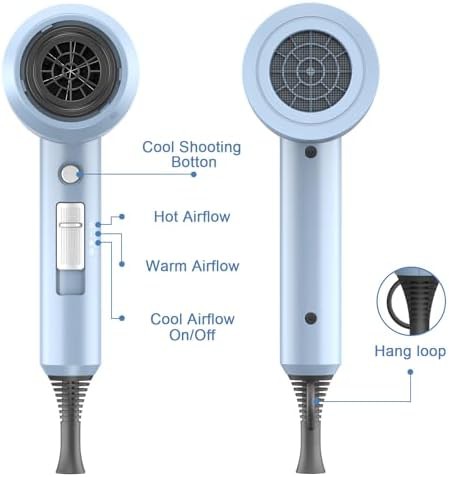 Matte blue ionic home hair dryer — photo 4