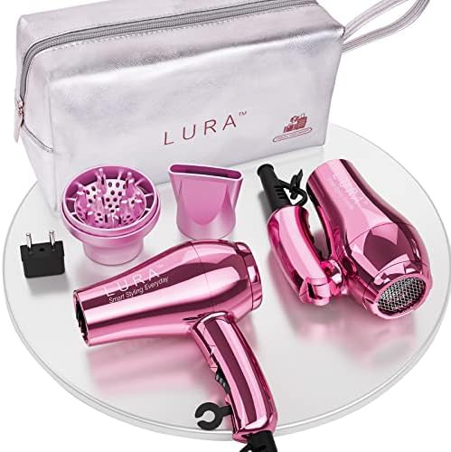 Compact dual voltage folding hair dryer