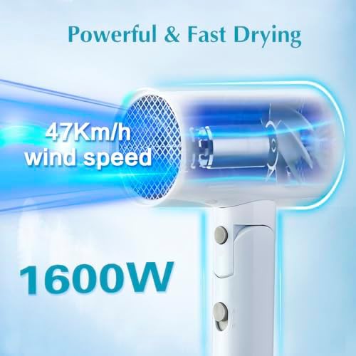 White Small Foldable Travel Hair Dryer — photo 3