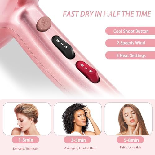 Sakura pink ionic hair dryer 2400w — photo 4