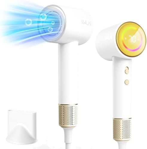 White hair dryer with LED ring