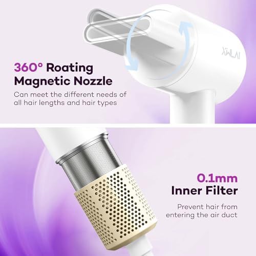 White hair dryer with LED ring — photo 3