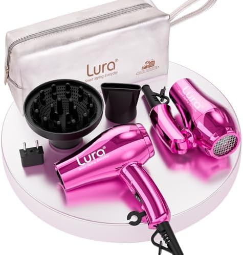 Small dual voltage travel hair dryer folding handle
