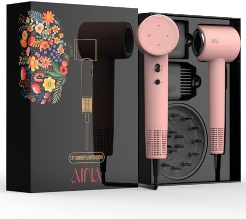 Pink Compact Hair Dryer with Magnetic Attachments