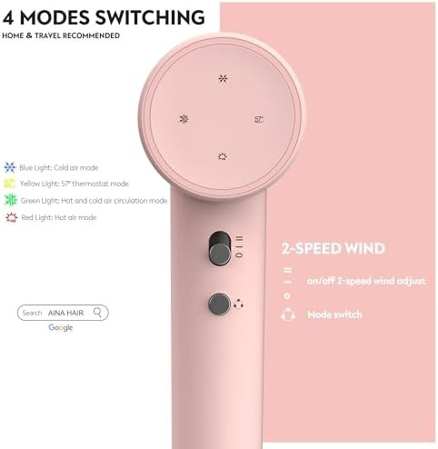 Pink Compact Hair Dryer with Magnetic Attachments — photo 4