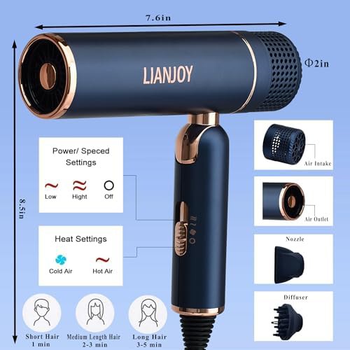 Foldable ionic travel dryer in blue — photo 4