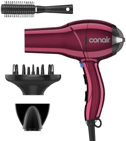 Burgundy Ceramic Dryer with Round Brush