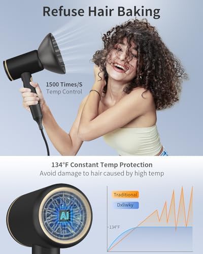 Black ionic blow dryer with LED temperature display — photo 4