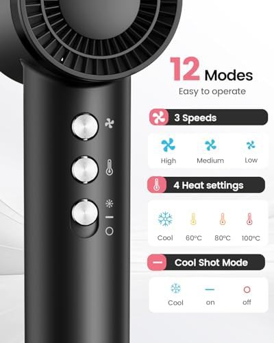 Black Ionic Hair Dryer with Diffuser Attachment — photo 5