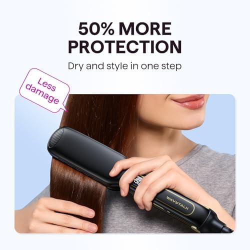 Black ionic hair dryer and flat iron set — photo 5