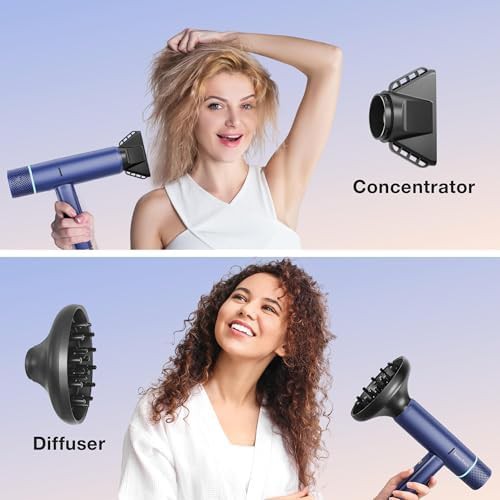 Blue ionic hair dryer with long cord — photo 3