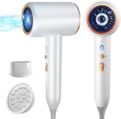 Small quiet ionic dryer with diffuser