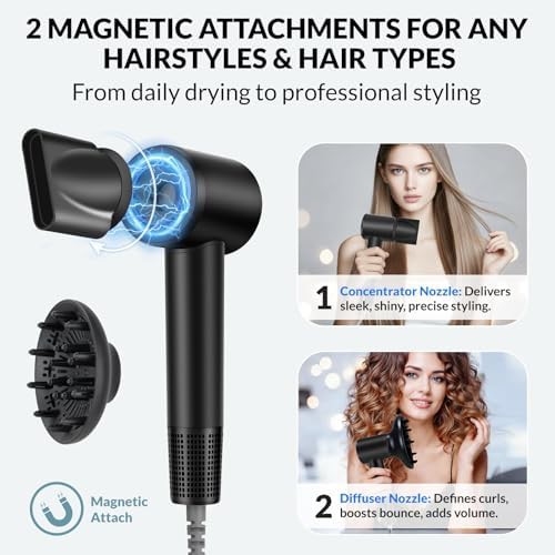 Black professional salon ionic hair dryer — photo 5
