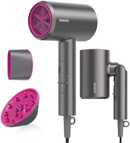 Gray Foldable 1875W Ionic Hair Dryer