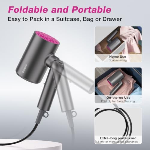 Gray Foldable 1875W Ionic Hair Dryer — photo 3