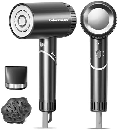 Portable quiet brushless travel hair dryer