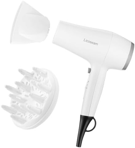 White Compact Hair Dryer with Diffuser