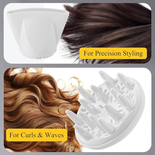 White Compact Hair Dryer with Diffuser — photo 4