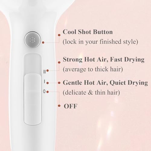 White Compact Hair Dryer with Diffuser — photo 5