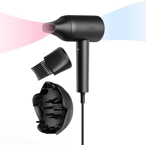 Compact Ionic Hair Dryer with Diffuser Comb