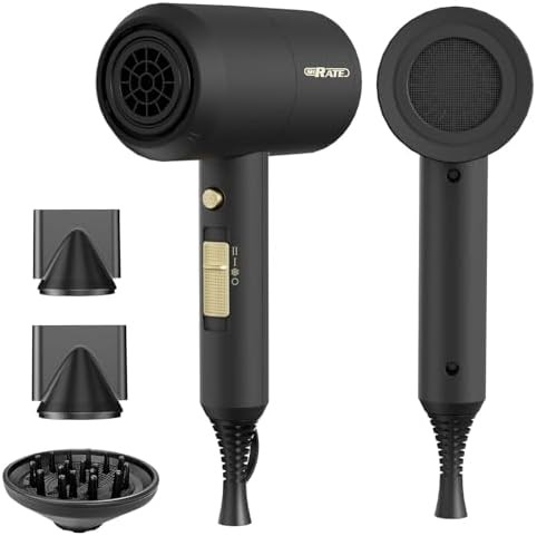 Compact portable ionic curly hair dryer