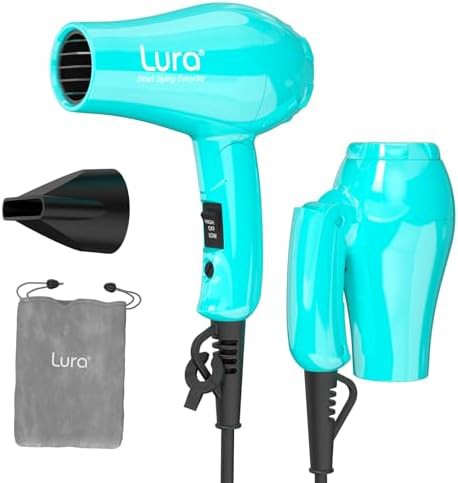 Foldable travel hair dryer mini turquoise green