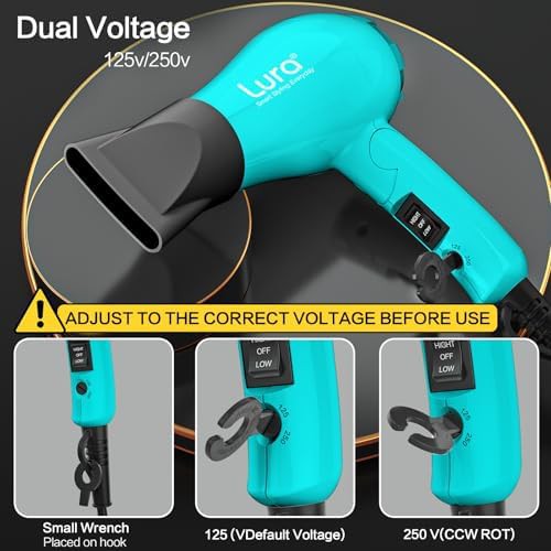 Foldable travel hair dryer mini turquoise green — photo 3