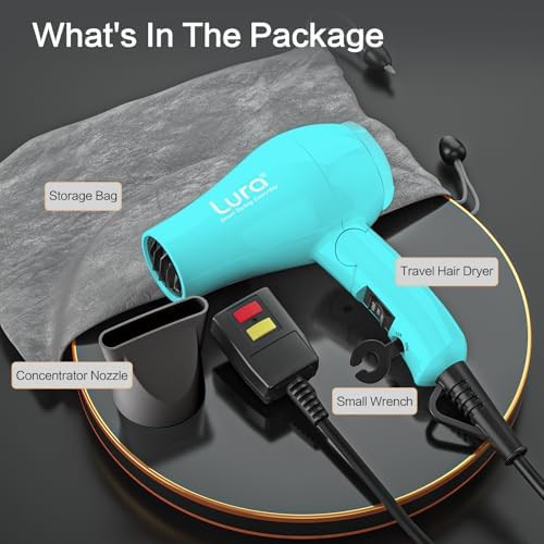 Foldable travel hair dryer mini turquoise green — photo 5