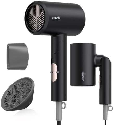 Black Foldable 1875W Diffuser Hair Dryer