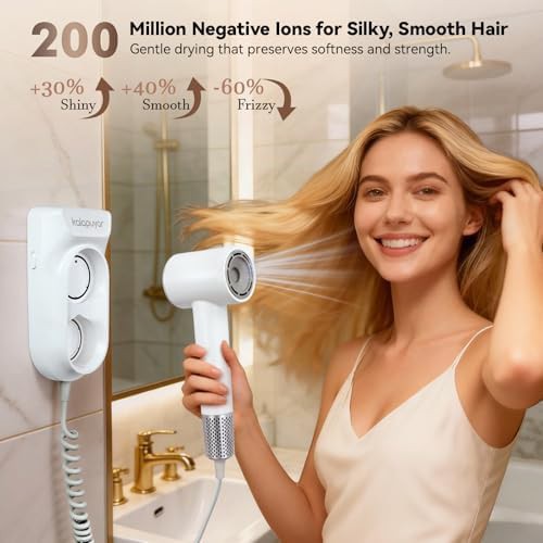 White wall mounted ionic dryer with nightlight — photo 3