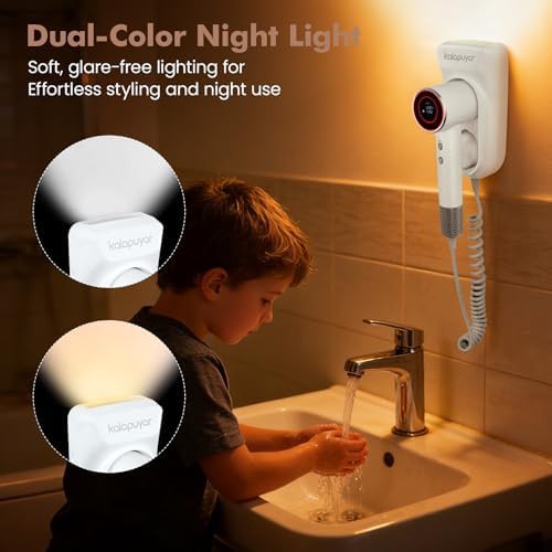 White wall mounted ionic dryer with nightlight — photo 5